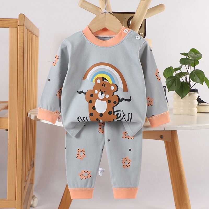 ชุดนอนเด็ก ชุดลำลองเด็ก ลายการ์ตูน สไตล์สนุก ผ้านิ่มนุ่ม ไซส์73-100มีกระดุมที่ไหล่ - รูปที่ 5