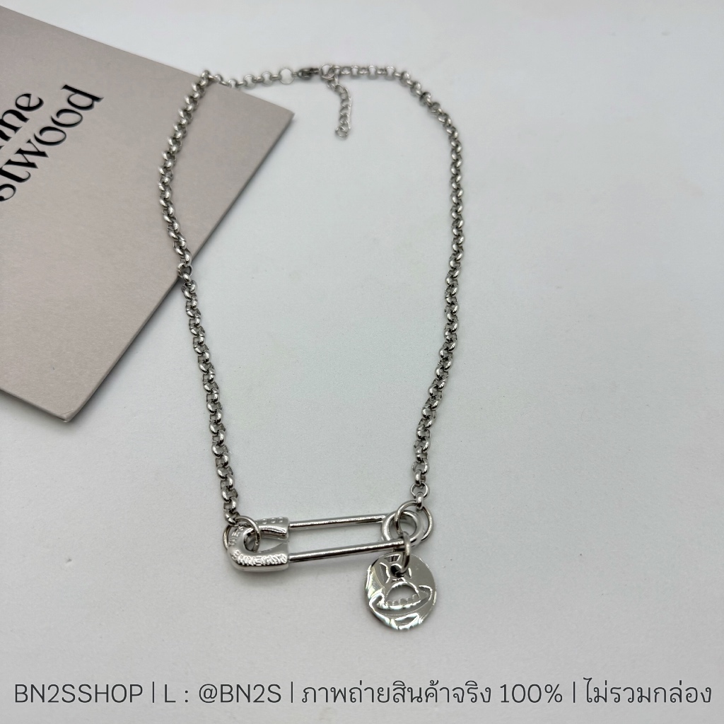 สร้อยคอผู้ชาย จี้เข็มกลัด พร้อมป้ายห่อยโลโก้ดาวเสาร์ ปั๊มโลโก้ อะไหล่เงิน พร้อมส่งในไทย