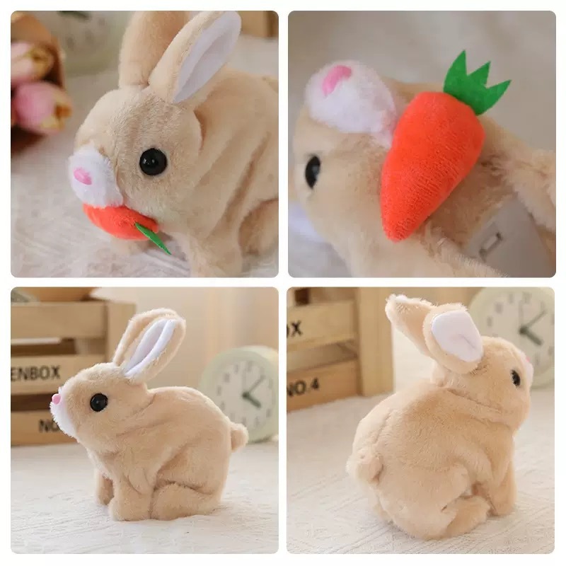 ตุ๊กตากระต่ายเดินได้พร้อมเสียง ของเล่นเด็ก กระต่ายขนนุ่ม (ไม่รวมแบตเตอรี่)