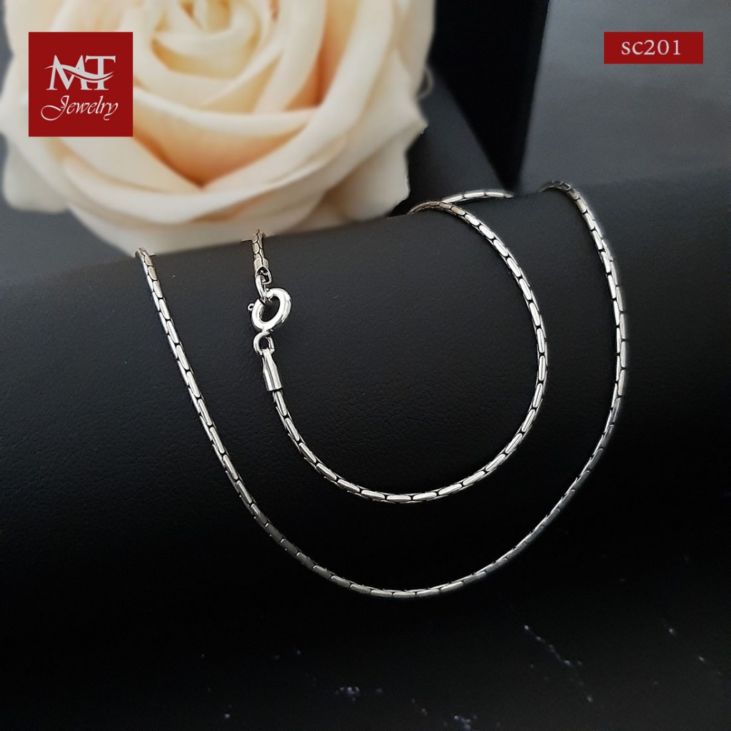 MT สร้อยคอเงินแท้ ลายปล้องอ้อย หนา 1.3 มม. ยาว 16 นิ้ว Silver Chain (sc201) MT Jewelry มณีธารา