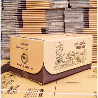 กล่องผลไม้ ไซส์ M ใส่ได้ 10 กก. แถบสีน้ำตาล (มัด 10 ใบ) ขนาด27x42x20 cm