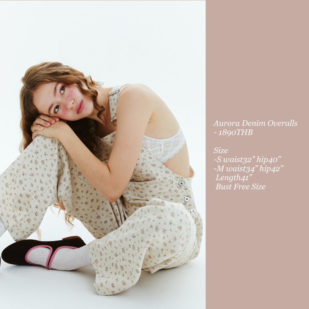 MAGARINES พร้อมส่ง – Aurora Denim Overall {floral pink} ของแท้กระดุมดอกไม้เท่านั้น ราคา ถูกที่สุด ดีลบีเคเค แกลเลอรีภาพที่ 9