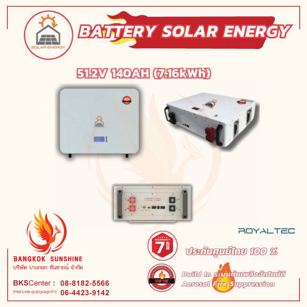 BATTERY LITHIUM (รุ่น SE-51.2V140-JBD) ยี่ห้อ ROYALTEC