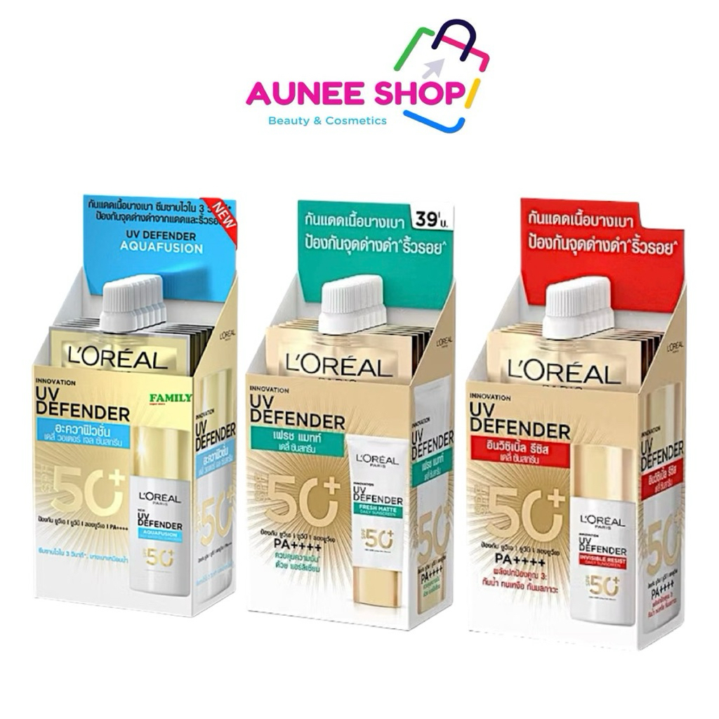 ส่งฟรี/มีไลฟ์ [ยกกล่อง*6] L’Oreal ลอรีอัล ปารีส ยูวี ดีเฟนเดอร์ เอสพีเอฟ 50+ พีเอ++++  5.5 มล.รีซิสท์เดลี่ซัน/แมทท์&เฟรช