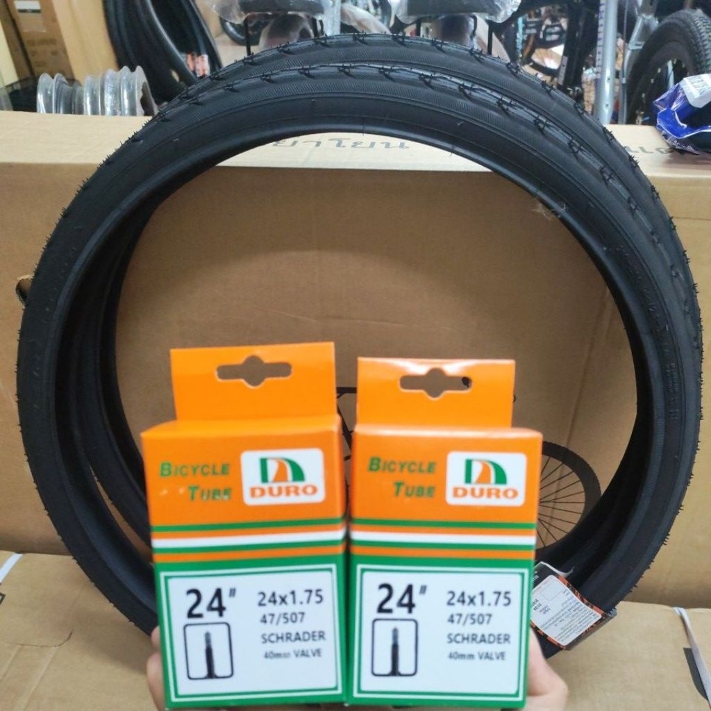 ยางจักรยาน​ Duro ล้อ​24นิ้ว​ ขนาด​ 24x1.75​ นอกและใน​ 1ชุด