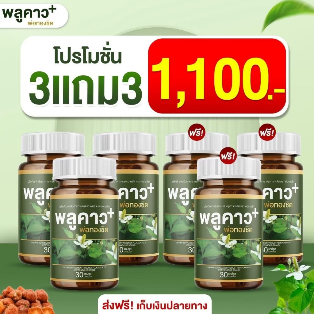 ส่งฟรี [3 แถม 3] Plukaow Plus พลูคาว พลัส พ่อทองชิด ปัญหาผิวหนัง กลากเกลื้อน เชื้อรา ครบจบในกระปุก