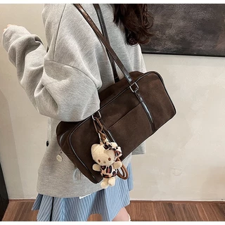 (A220) กระเป๋า หนังกลับ ผ้าหนา งานสวย สะพายไหล่ 📌ไม่มีพวงกุญแจแถม📌