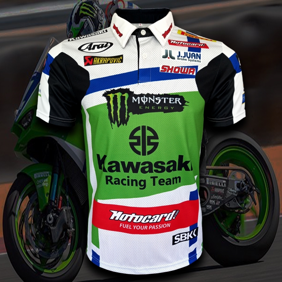 เสื้อโปโล Moto GP ทีม Kawasaki Racing Team เสื้อโปโลทีม คาวาซากิ เรสซิ่ง #WB0010 รุ่น Jonathan Rea #1 ไซส์ S-5XL