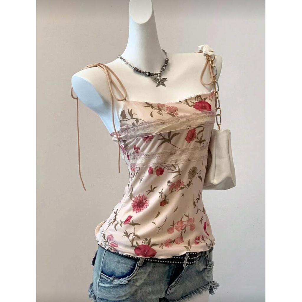 KO-BE รุ่น Vintage Floral 🤎 เสื้อสายเดี่ยวลายดอกวินเทจน่ารัก 🤎 พร้อมส่งจากไทย 🇹🇭 - รูปที่ 5