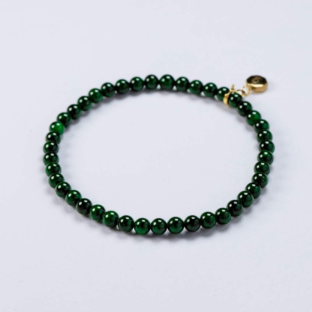 สร้อยแขนหยกเขียว Midnight green  (พม่า)  4.7 - 5 mm  - JADE FOR YOU