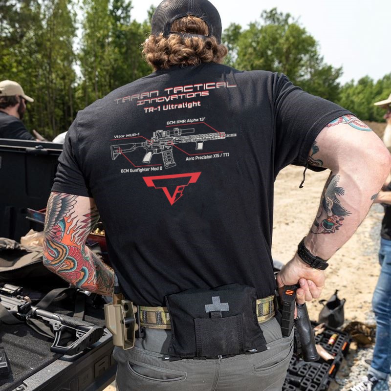 เสื้อยืดพิมพ์ลายสไตล์ทหาร TR Tactical ผ้าฝ้ายแท้ คอกลม แขนสั้น Unisex ขนาด S-5XL