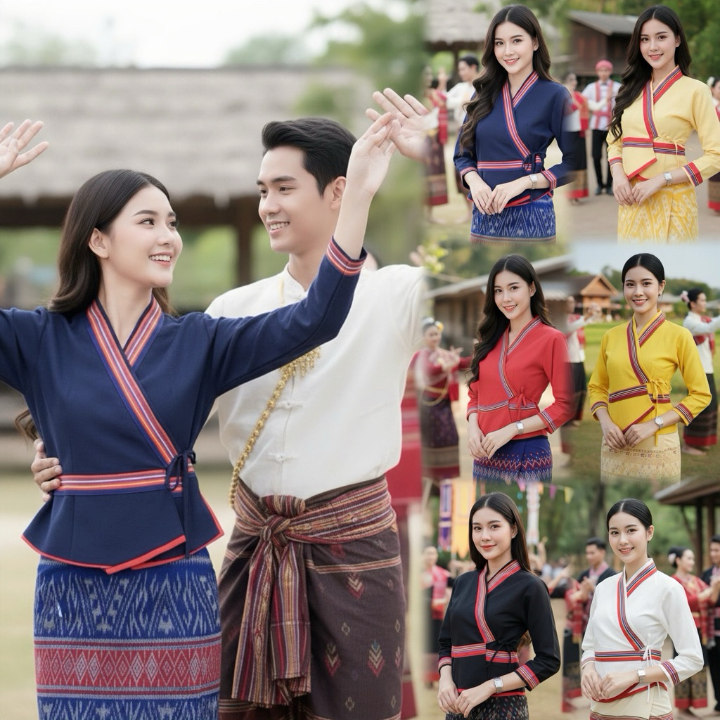เสื้อพื้นเมืองผู้หญิงเจ้านางแต่งเทป