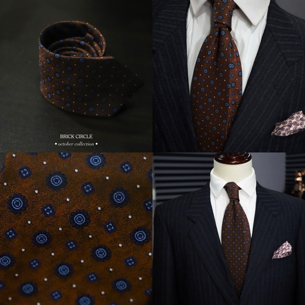 เนคไทด์สีส้มอิฐเกือบน้ำตาล Brick Circle necktie 9 cm