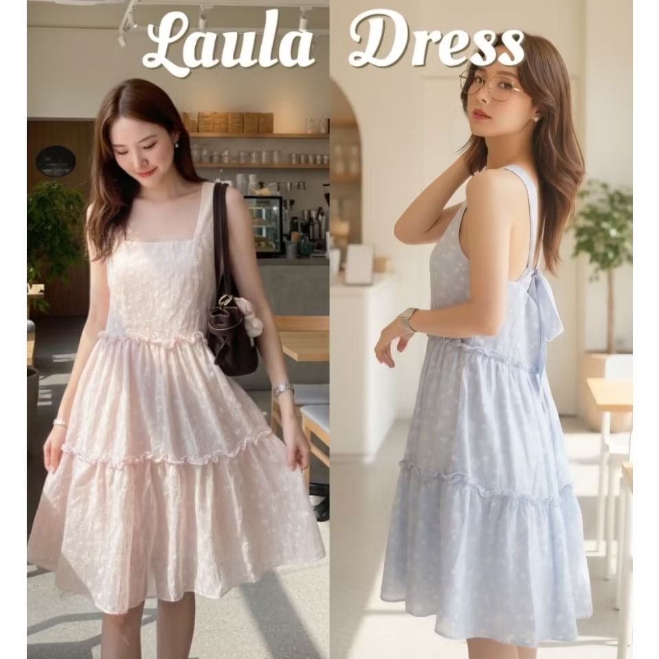 Laura dress เดรสสั้น แขนกุด เดรสน่ารักๆ