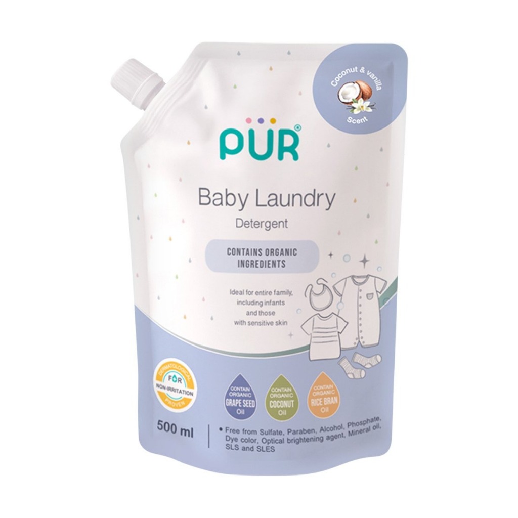 PUR น้ำยาซักผ้า ขจัดคราบฝังแน่น สูตรอ่อนโยน 500 ml Baby Laundry Detergent