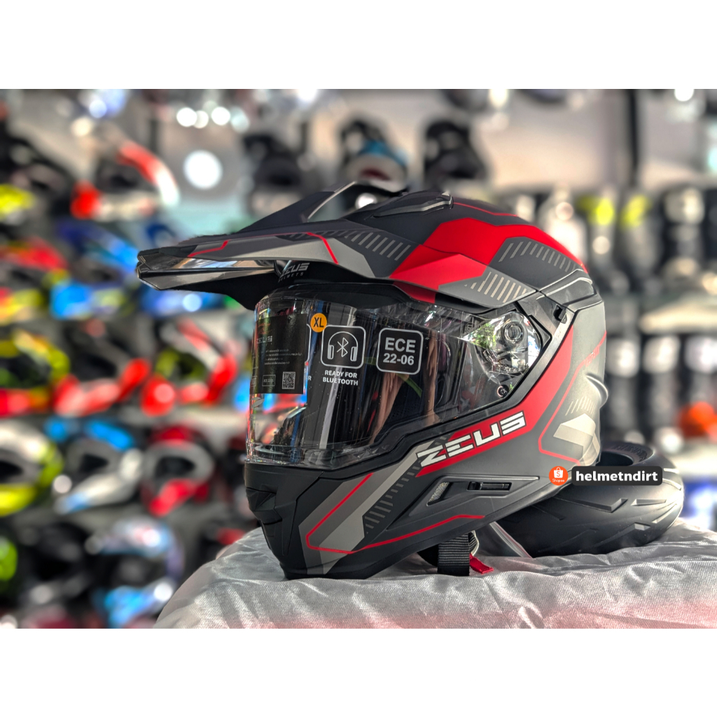 หมวกโมตาด ZEUS รุ่น ZS-913 สีดำด้าน/แดง ไซส์ M L XL