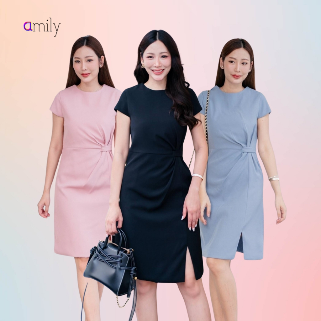 AmilyBrand เดรสแขนลั้ำ B21