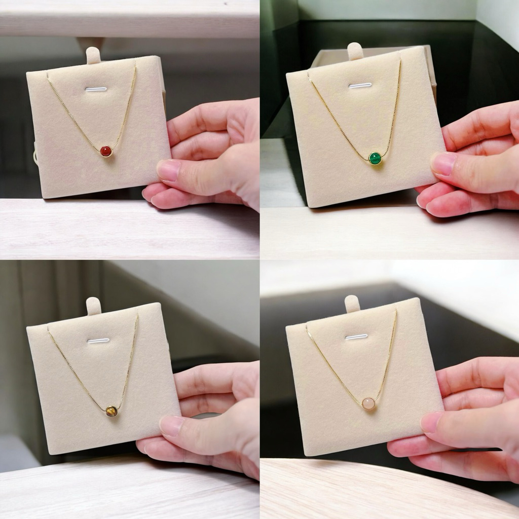 สร้อยคอหินมงคล เสริมดวง ขนาดหิน 6 มม. ยาว 45 ซม. สีทอง สายปรับได้ รับประกันหินแท้
