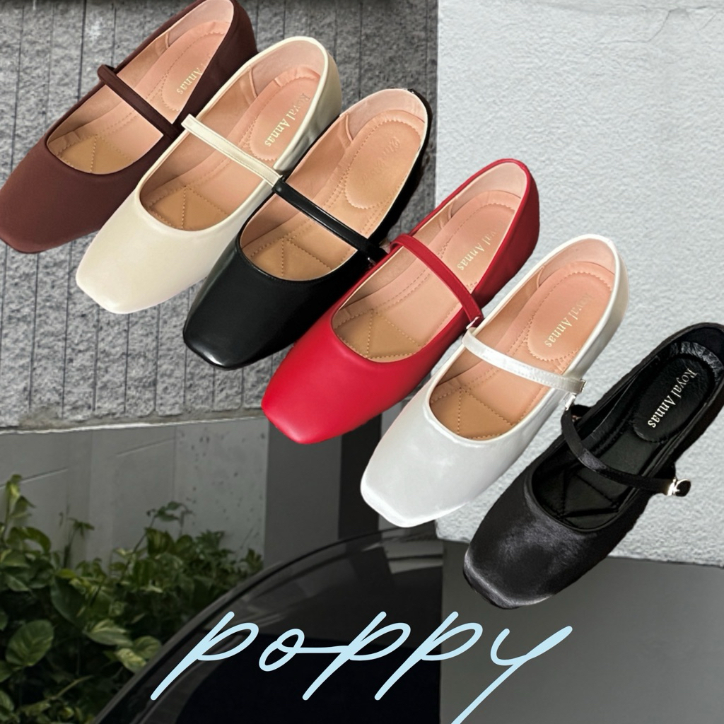 Poppy Shoes | รองเท้าแมรี่เจน คัทชูส้นแบน มีไซส์ 35-44