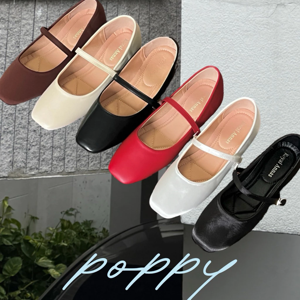 Poppy Shoes | รองเท้าแมรี่เจน คัทชูส้นแบน มีไซส์ 35-44