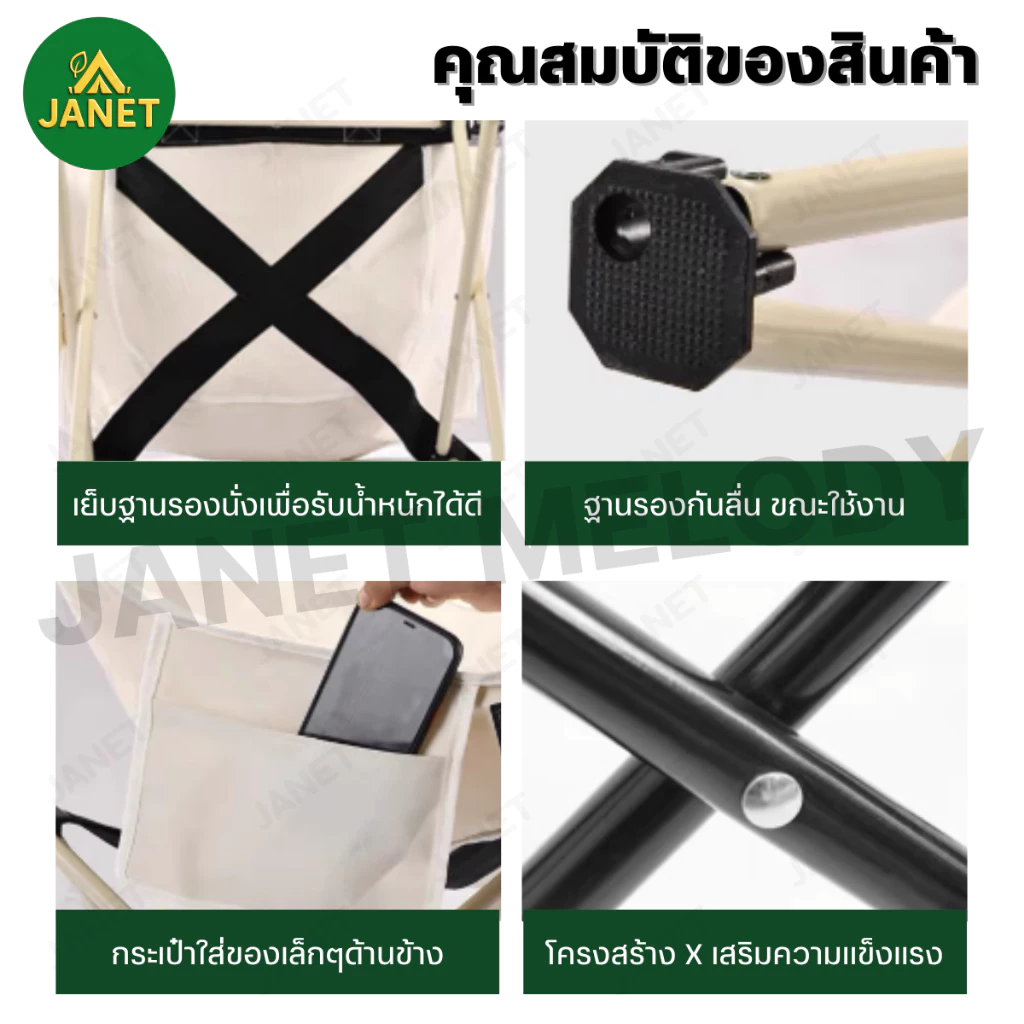 TOP SUN Janet เก้าอี้แคมป์ปิ้ง เก้าอี้พับ เก้าอี้โซฟา (ทรงอ้วนหลังสูง90 ซม) พร้อมกระเป๋าจัดเก็บ thumbnail 5