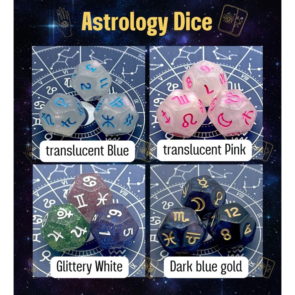 🔮✨ Astrology Dice (1 set 3 ลูก) | ลูกเต๋าพยากรณ์ ทำนาย ใช้คู่กับไพ่ยิปซี ไพ่ออราเคิล การพยากรณ์ ทำนายกลุ่มดาวโหราศาสตร์ thumbnail 4