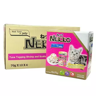 (ยกลัง)Nekko เน็กโกะ อาหารเปียกแมว 70g แมวโต ลูกแมว Omega3 บำรุงขนและผิวหนัง 1ลัง บรรจุ 48ซอง
