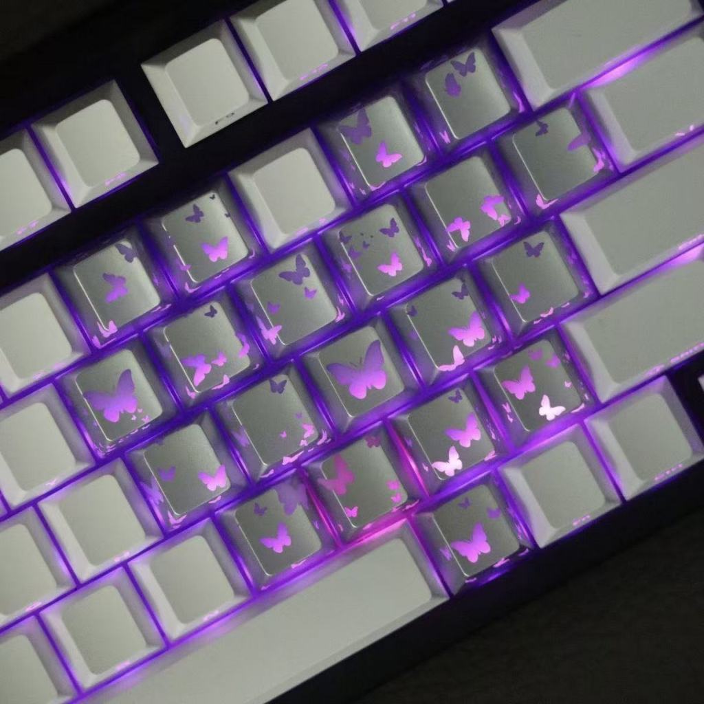 คีย์แคป คีย์แคปแสงลอด ลายผีเสื้อ Cherry Blossom Love Heart Keycap รูปแบบเสริมโปร่งแสง IMD Keycap ราคา ถูกที่สุด ดีลบีเคเค แกลเลอรีภาพที่ 4
