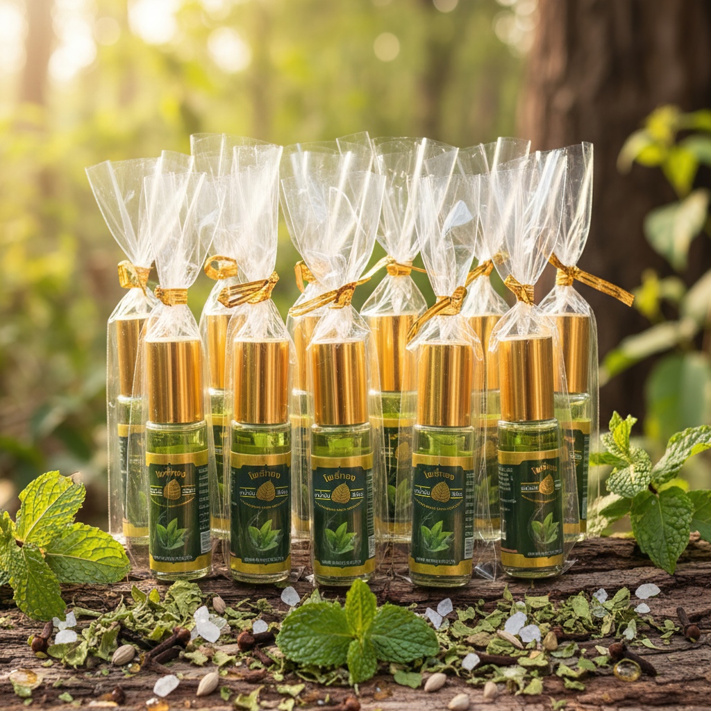 [ แพ็ค 10 ขวด ] ยาหม่องน้ำผสมเสลดพังพอน ตราโพธิ์ทอง ขนาด 5 ซีซี (ของชำร่วย ของที่ระลึก)