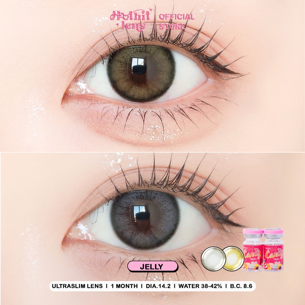 💥รุ่นใหม่ Ultraslim lens บางพิเศษ💥 Candylens คอนแทคเลนส์เกาหลี รุ่น Jelly สี Beige และ Ash วัสดุ Premium Hydrogel