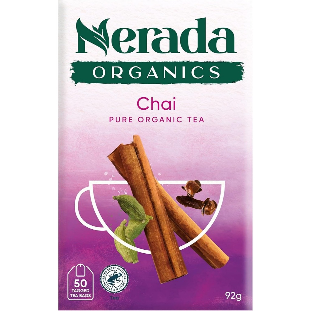 เนราดา ชาออแกนิค ไช 50 ถุง(ชาถุง ไม่มีซองบรรจุแยก)/Nerada Organic Chai Tea 50 pack (NOT Individually wrapped)