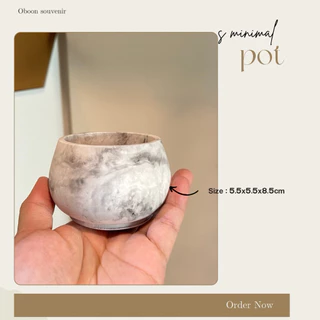 ถ้วยปูนลายหินอ่อน MARBLE ROUND POT ไซซ์ กยส 8.5x8.5x5.5 cm ถ้วยใส่เทียนหอม diy สีเอิร์ทโทน ลายดำ, คาราเมล, น้ำตาล