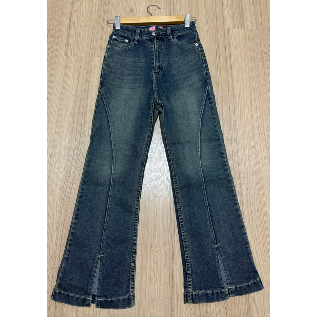 PORCH-กางเกงยีนส์ขาม้าเล็กขาเต่อผ้ายืดแต่งสไตล์ผ่าหน้า - รูปที่ 3