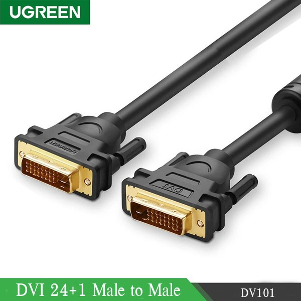 UGREEN DV101 สาย DVI-D 24+1 Dual Link รองรับ 2K Male to Male Cable หัวทองเหลือง