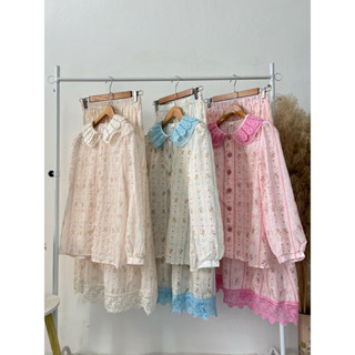 ชุดเซ็ตแนวน่ารัก เนื้อผ้าคอตตอนพิมพ์ลาย (ชุดเซ็ตกป.ลูกไม้-01…