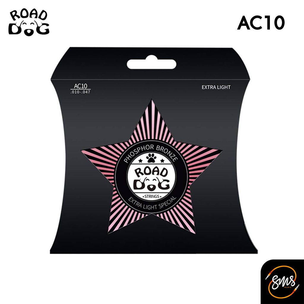 สายกีตาร์โปร่ง ROAD DOG AC10 / 11 / 12 PU Polymer coating Phosphor Bronze Acoustic Guitar Strings