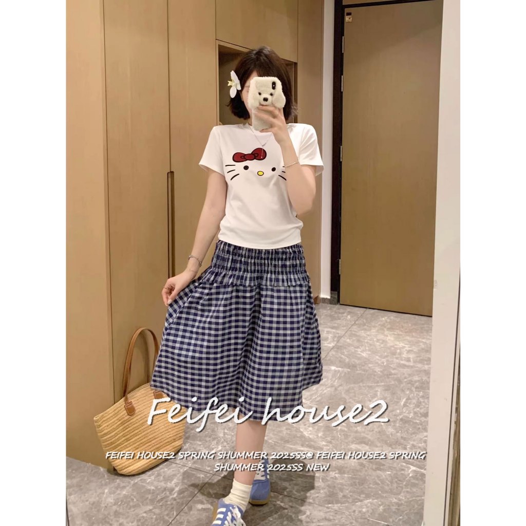 [Summer Casual Plaid A-Line Skirt]กระโปรงทรงเอลายสก็อตสไตล์เรโทรลำลองสำหรับผู้หญิงในช่วงฤดูร้อน