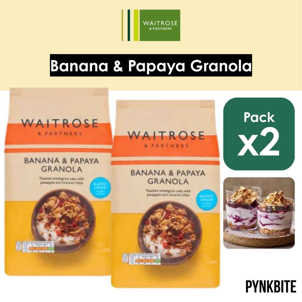 Waitrose Banana, Papaya & Honey Granola 1kg กราโนล่าพรีเมียมจากอังกฤษ
