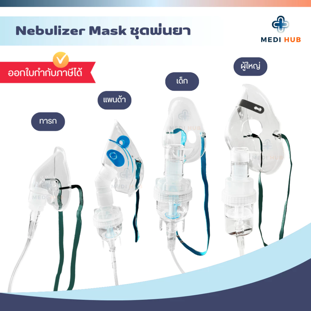 Nebulizer Mask ชุดพ่นยา (จำนวน 1 ชุด) สายเกลียว เด็กและผู้ใหญ่ หน้ากากพ่นละอองยา