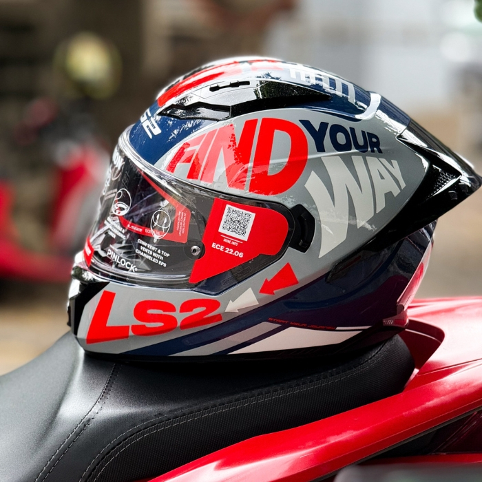 LS2 Helmets FF806 Fusion Lil Simz Grey Red - หมวกกันน็อคเต็มใบ