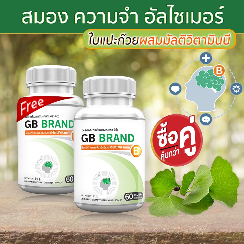 GB Ginkgo Plus-B อาหารเสริม ใบแปะก๊วยผสมวิตามินบีรวม สารสกัดใบแปะก๊วย โปรพิเศษ ซื้อคู่ รวม 120 แคปซู