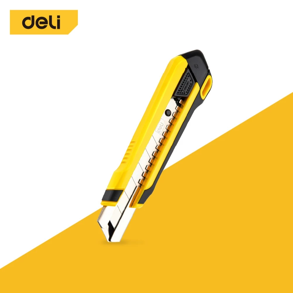 Deli คัตเตอร์ตัดกระดาษ คัตเตอร์พกพา 25mm พกพาง่าย อุปกรณ์สำนักงาน แข็งแรง มีดโลหะผสมเหล็ก Cutter