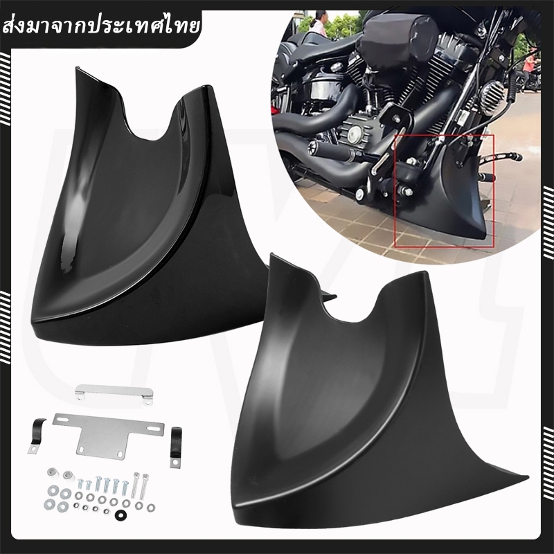 1PC Glossy / Bright สีดํารถจักรยานยนต์ Lower Chin Fairing สปอยเลอร์ด้านหน้าชุดสําหรับ Harley Sportster Dyna Fatboy Softa