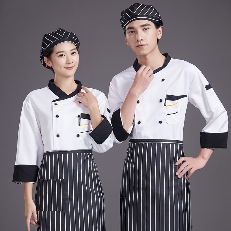 ชุดเชฟ เสื้อเชฟแขนยาว ความสะดวกสบาย ระบายอากาศ เหมาะสำหรับโรงแรม ร้านอาหาร การเลือกเชฟมิชลินสตาร์ S-XL - รูปที่ 2