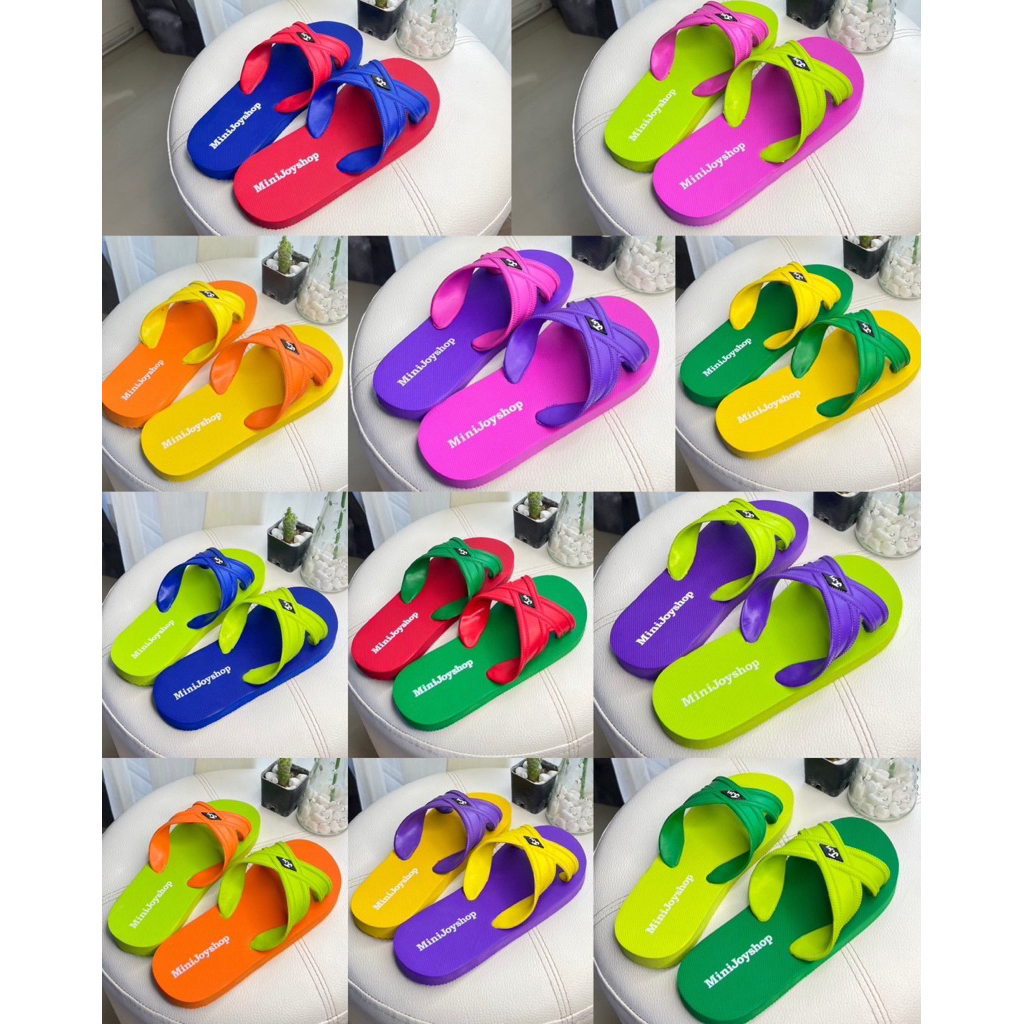 รองเท้าแตะทูโทนj.joy(แบบสวม)สีสดใสใส่สบาย