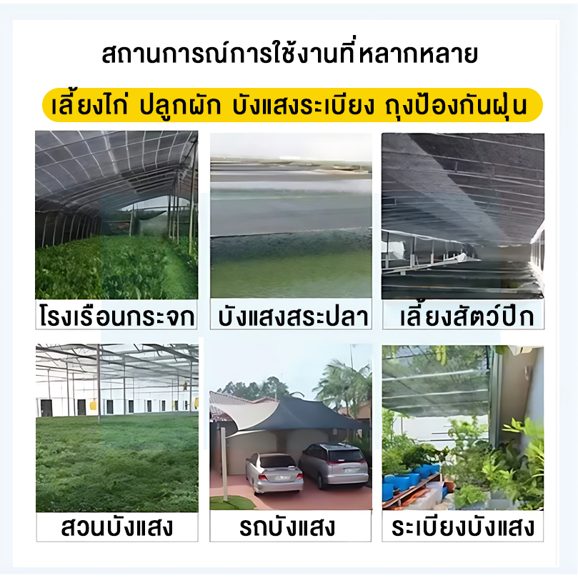 ตาข่ายกรองแสง ตาข่ายบังแดดคุณภาพสูง 50%/70%/90% กว้าง 2 เมตร ป้องกันรังสี UV ใช้ได้กับโรงเรือนเพาะต้นไม้และไซต์งาน - รูปที่ 4