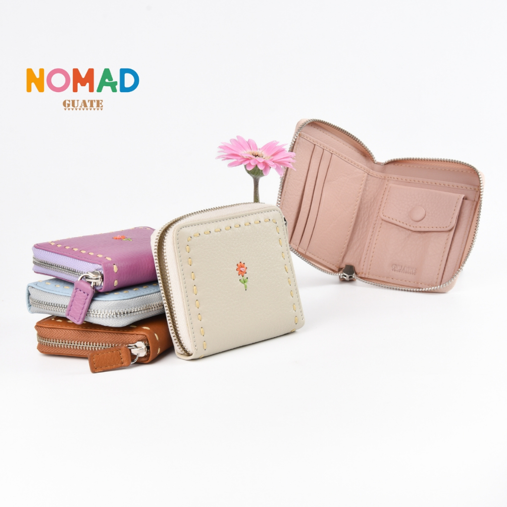 GUATE - Wallet Lilly กระเป๋าสตางค์ผู้หญิง หนังวัวแท้100% ใบสั้น แบบซิปรอบ มีที่ใส่บัตร ธนบัตร และกระเป๋าเหรียญ 3 in 1