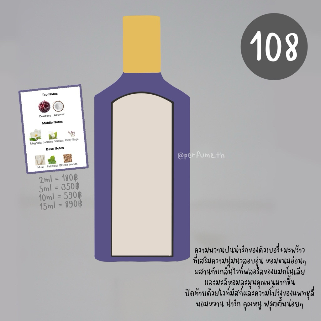 (น้ำหอมแบ่งขาย) เบอร์ 108 ฟลอร่า แมกโนเลีย