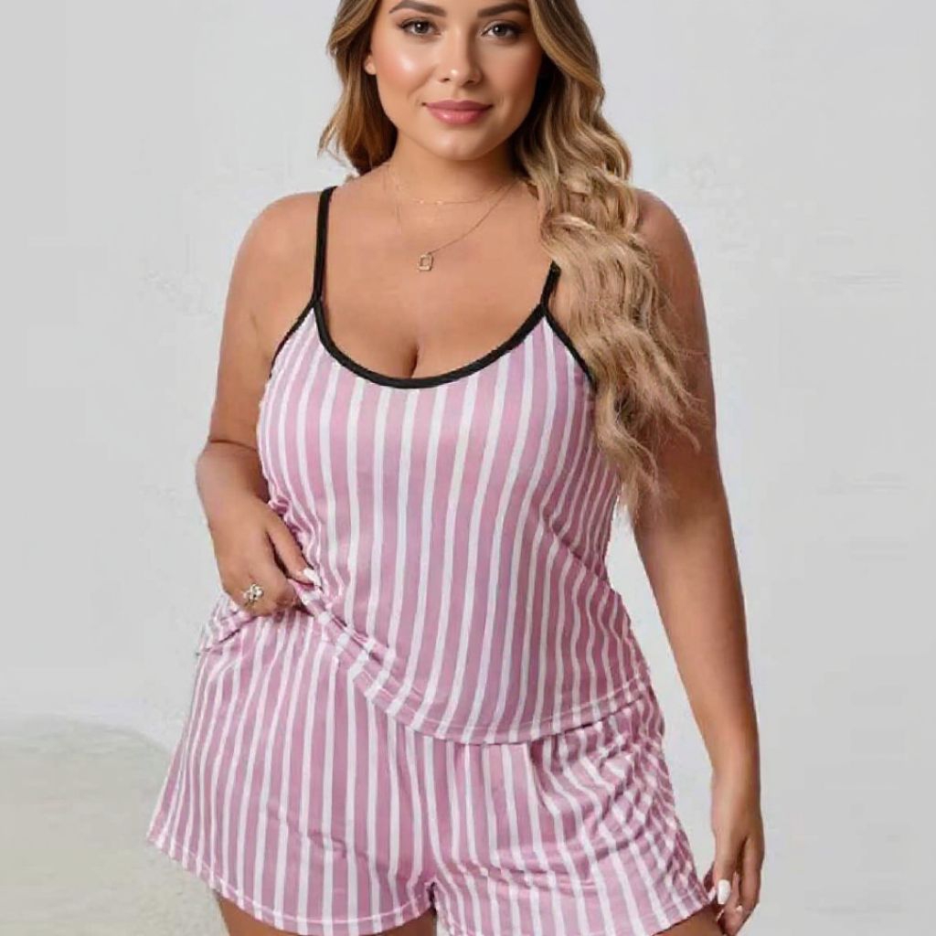 DADABRA รหัส PJ01 ชุดนอนคนอ้วน ชุดนอนไซส์ใหญ่ ชุดเซตคนอ้วน ผ้าสแปนเด็กซ์สบายๆ อก 40-76 นิ้ว ใส่ได้ น้ำหนัก 60-150 kg