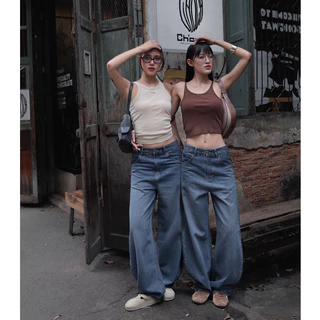ยีนส์ Nammon Jeans BA06-BA08 กางเกงยีนส์ทรงบาเรลใหญ่กระบอกโค้ง รุ่น MyBlue gray Barrel,White Moon Barrel - ผ้าไม่ยืด